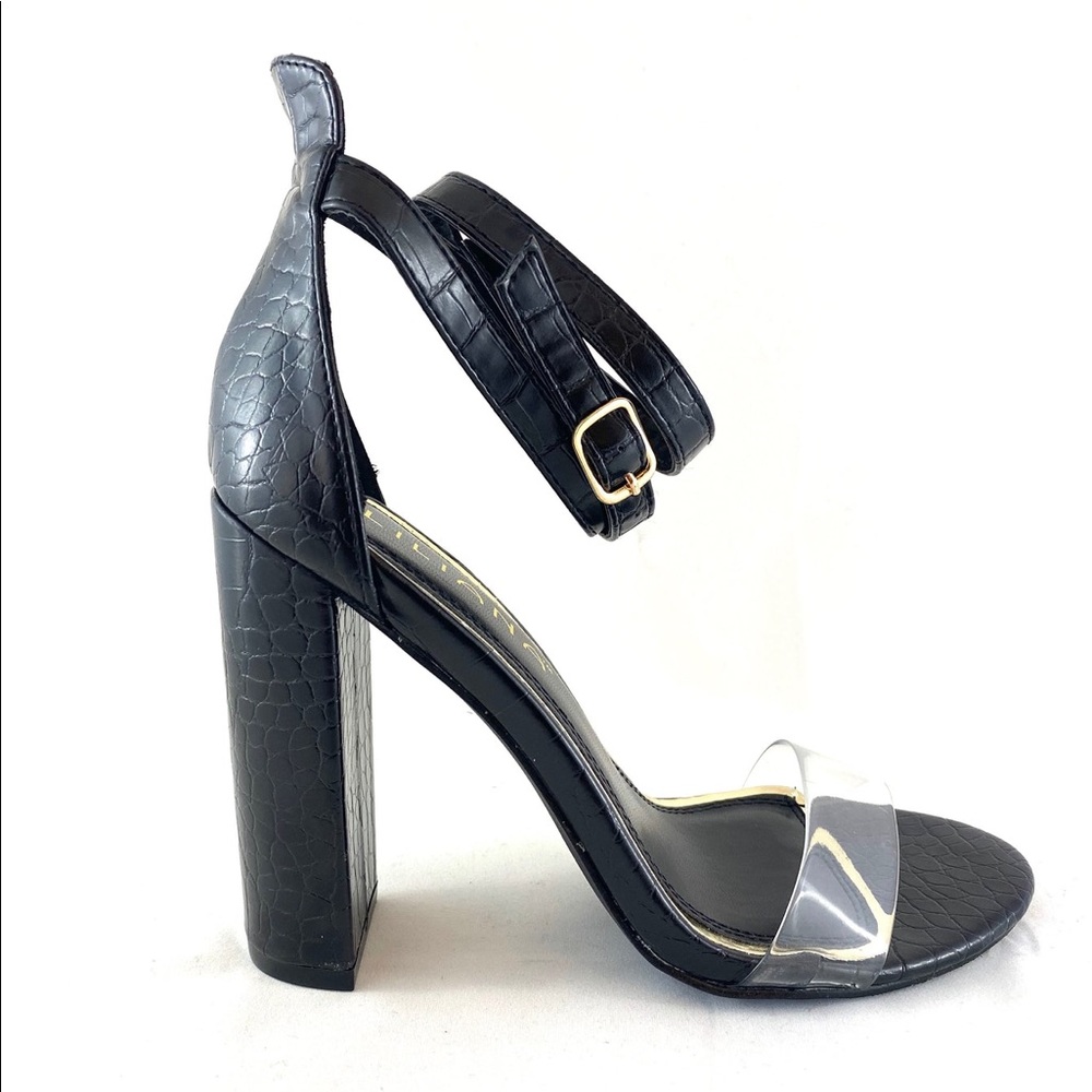 Liliana Croc Print Black Heels